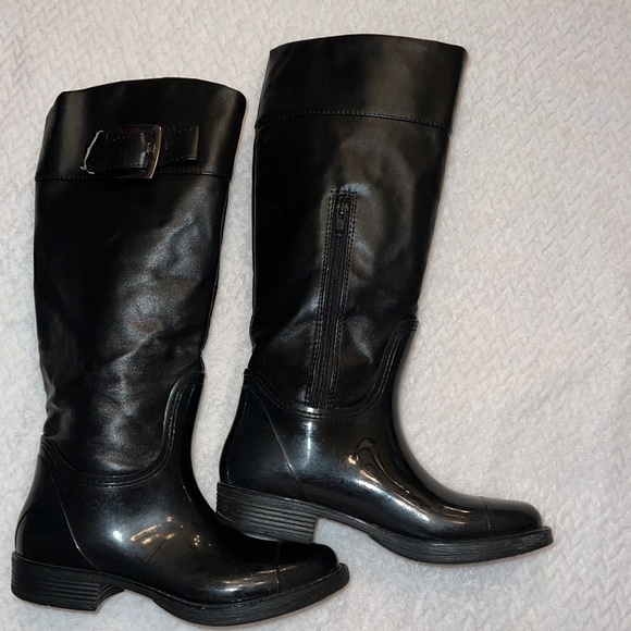 Stormy Womens Rubber Rain Boots Knee High Side Zipper Size 7 - Picture 2 of 8